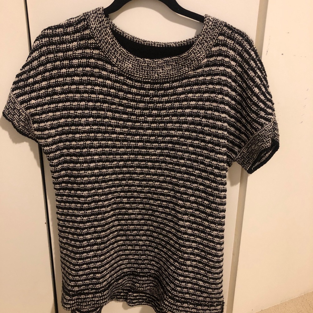 Anthropologie Black and White Striped Knit Top